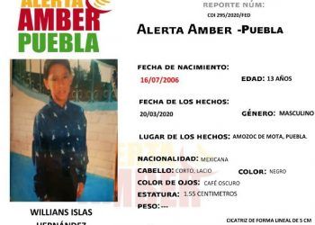 Puebla activa Alerta Amber para localizar a menor de 13 años de edad