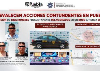 Ladrones de comercios en Puebla fueron detenidos con más de 50 celulares