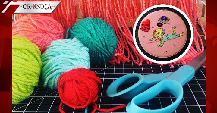 ¡Anda la osa! Empresaria mexicana recrea escenas de Los Simpson en bordados