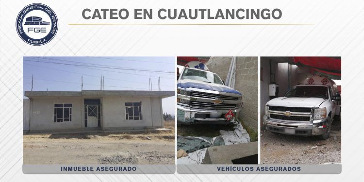 FIscalía de Puebla catea casa en Cuautlancingo y recupera pipas de gas robadas
