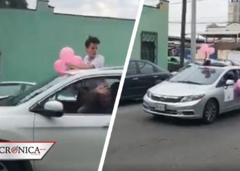 Sin miedo al coronavirus: familia celebra baby shower en calles de Nuevo León