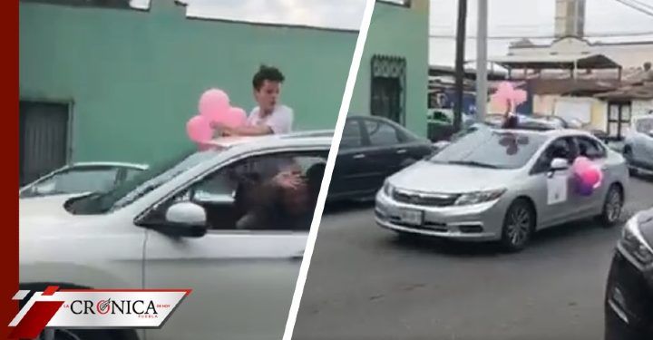 Sin miedo al coronavirus: familia celebra baby shower en calles de Nuevo León