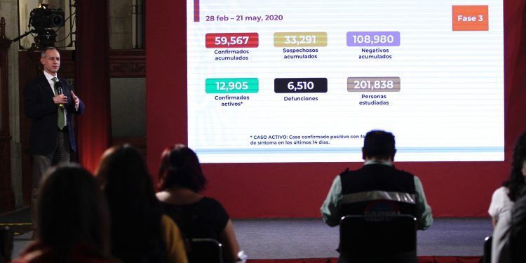Suman seis mil 510 muertes por COVID-19 en México y 59 mil 567 casos positivos