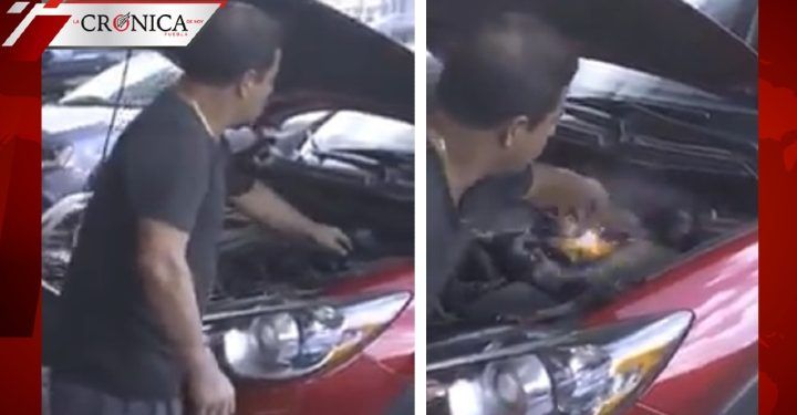 ¿Los cables son para débiles? Hombre pasa corriente a un auto con sus manos