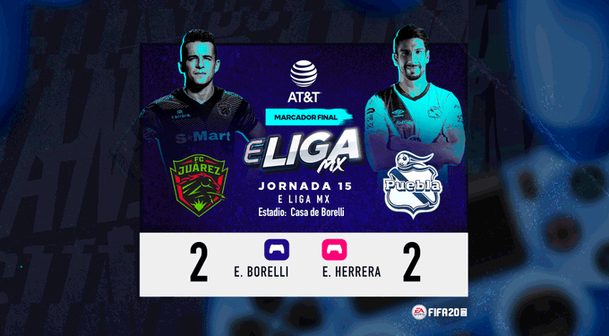 Puebla empata a dos con FC Juárez en el eLiga MX