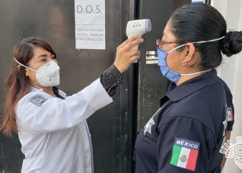 Policía Auxiliar de Puebla mantiene acciones de prevención contra el COVID-19