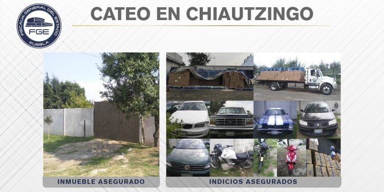 Fiscalía de Puebla halla más de 500 mil pesos en mercancía robada tras cateo en Chiautzingo