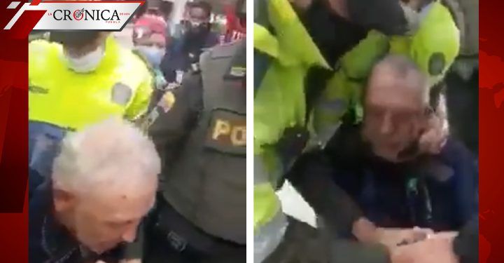 Policías de Colombia indignan a redes por arrestar a abuelito que vendía dulces