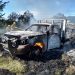 Camioneta con bidones de hidrocarburo se incendió en la carretera Apizaco-Tejocotal