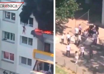 Captan a 2 niños cayendo desde 12 metros para librarse de incendio en Francia