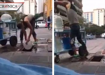 Hombre rellena vitroleros con líquido del caño para preparar aguas frescas (VIDEO)
