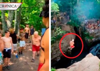 Vida al extremo: captan a abuelito de 73 años saltando de acantilado (VIDEO)