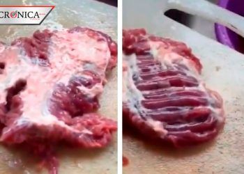 Difunden video de trozo de carne ‘cobrando vida’ en tabla de picar