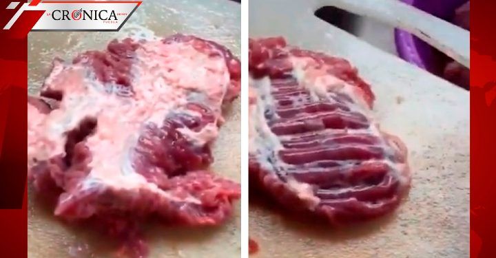 Difunden video de trozo de carne ‘cobrando vida’ en tabla de picar