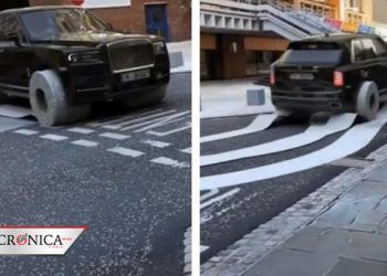 Conductor se hace viral por manejar auto ¿con llantas hechas de papel higiénico?