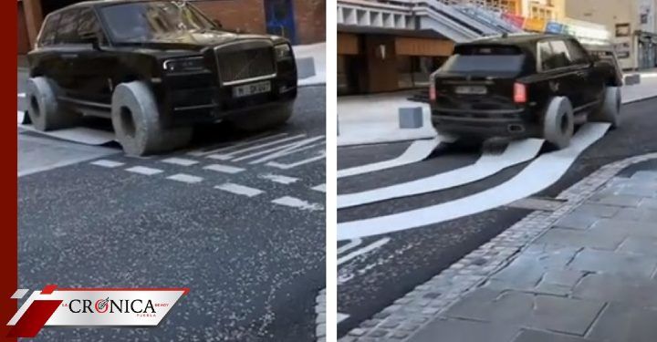 Conductor se hace viral por manejar auto ¿con llantas hechas de papel higiénico?