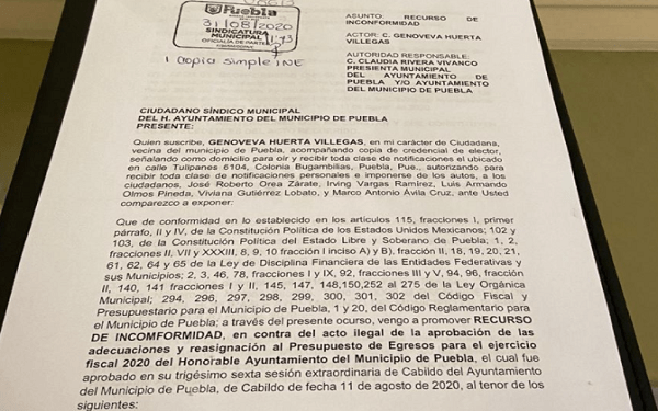 PAN califica como ilegal la reasignación de presupuesto en el Ayuntamiento de Puebla
