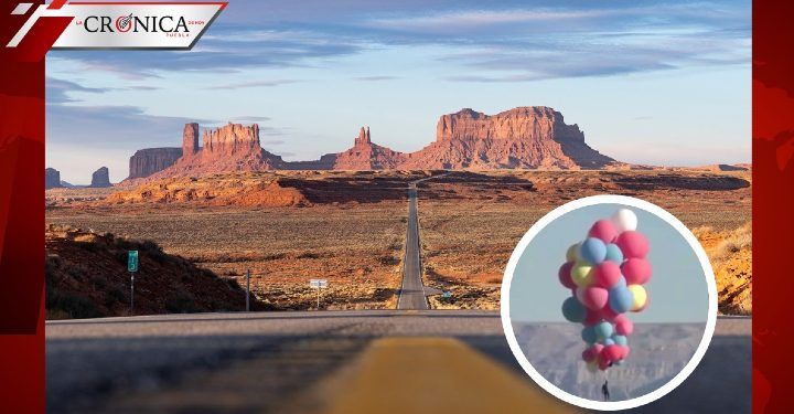 Hombre se hace viral por volar usando globos gigantes en Arizona (VIDEO)