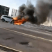 Se incendia camioneta en la autopista Puebla-Atlixco