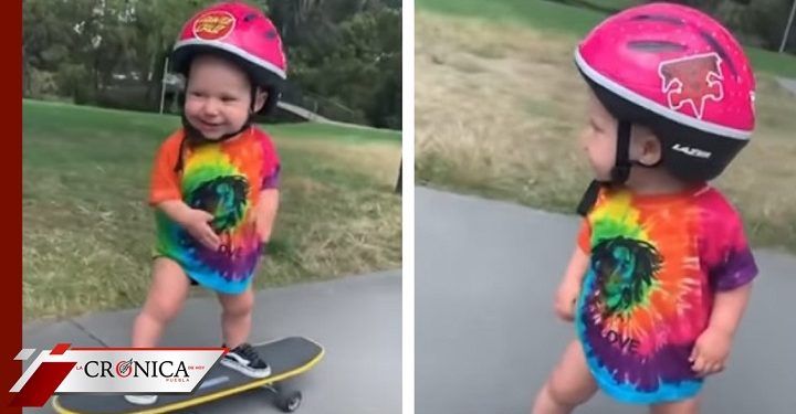 Polly: la pequeña de un año que se hizo viral por andar en patineta (VIDEO)