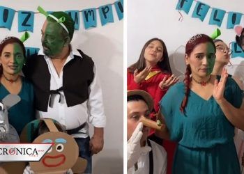 Familia realiza fiesta de cumpleaños con temática de la película Shrek