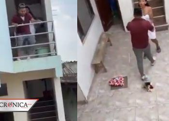 Viralizan video de hombre persiguiendo al supuesto amante de su esposa