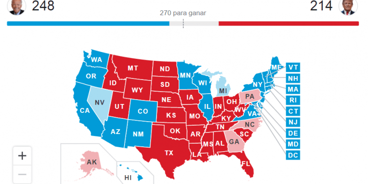 Elecciones en Estados Unidos: Biden 248 delegados; Trump, 214