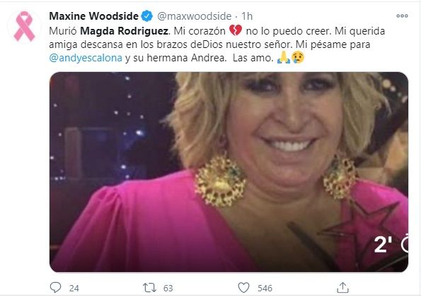 Redes y celebridades lamentan muerte de Magda Rodríguez