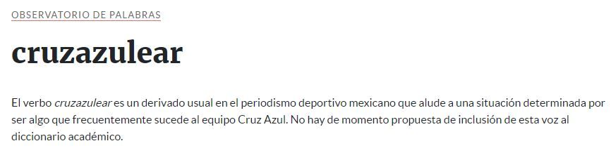 Cruzazulear debe estar en la RAE