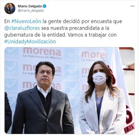 Clara Luz Flores, candidata de Morena a gubernatura de Nuevo León