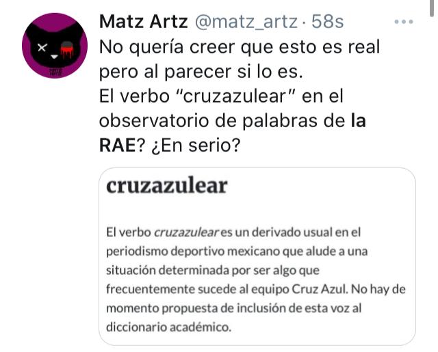 Cruzazulear debe estar en la RAE