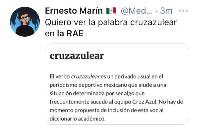 Cruzazulear debe estar en la RAE