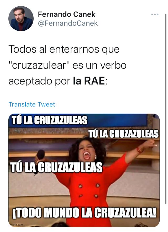 Cruzazulear debe estar en la RAE