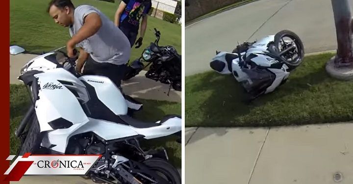 Hombre presume motocicleta nueva y sufre accidente después (VIDEO)