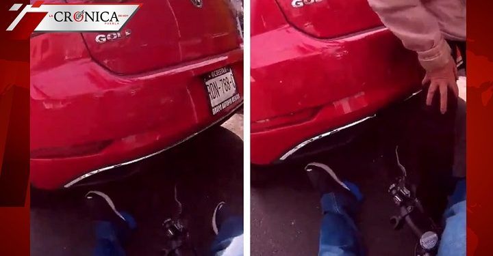 Ciclista capta momento en que taxi lo embiste en CDMX (VIDEO)