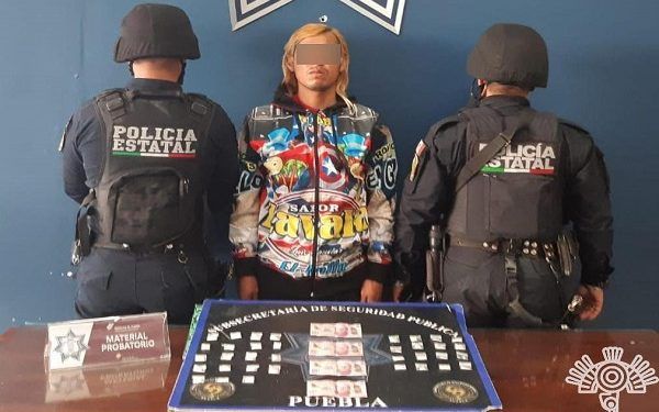 SSP Puebla asegura a distribuidor de drogas