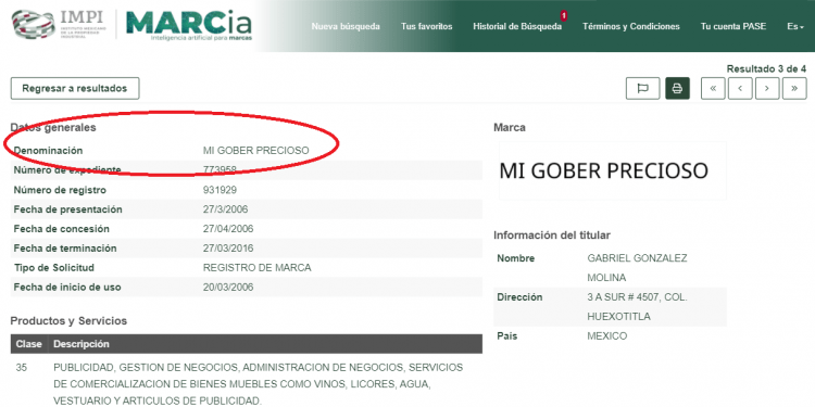 Mario Marín tiene registro de «Mi gober precioso» como marca desde 2006