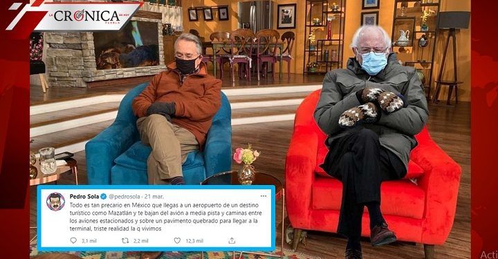 Tunden en redes a Pedrito Sola por comentario sobre aeropuerto de Mazatlán