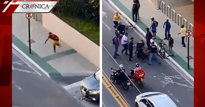 Golpean a ladrón después de que asaltó a mujer en calles de Brasil (VIDEO)