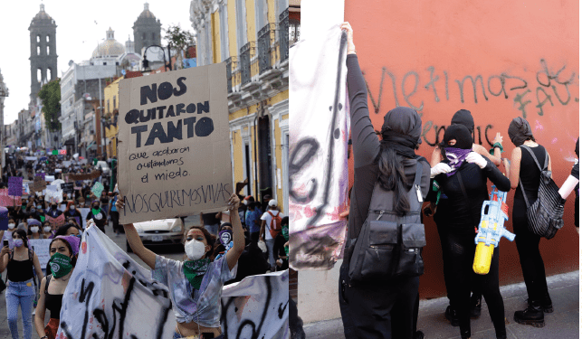 Pese a destrozos, poblanas aprueban la marcha del 8M