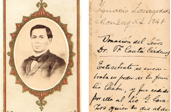 Una tarjeta de visita de Ignacio Zaragoza