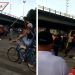 Sujeto intenta destruir semáforo durante protesta y el dispositivo le cae encima