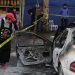 Vehículo se incendia en la Central de Abasto