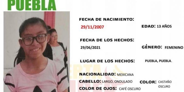 Activan Alerta Amber en Puebla para localizar a menor de 13 años
