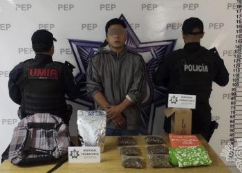 Detienen a presunto narcomenudista en el centro de la capital poblana 