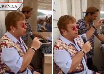 Captan a Elton John cantando en restaurante de Francia (VIDEO)