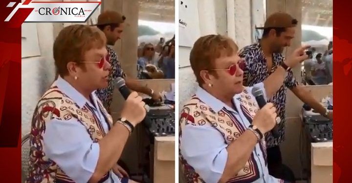 Captan a Elton John cantando en restaurante de Francia (VIDEO)