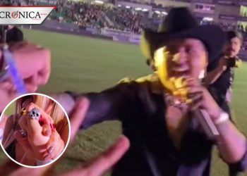 Influencer le quita a Christian Nodal anillo de Belinda durante concierto (VIDEO)
