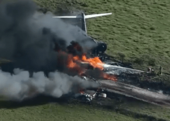 Salvan la vida 21 pasajeros de una avioneta que cayó e incendió en Texas