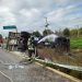 Vuelca pipa con gas LP en la carretera al aeropuerto de Huejotzingo